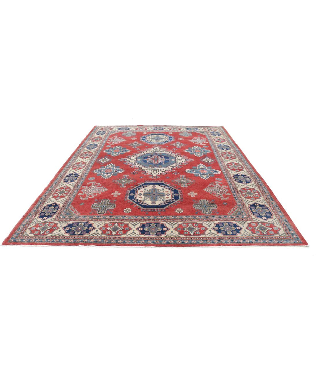 Hand Knotted Tribal Kazak Wool Rug 8' 11" x 11' 2" - No. AT61952