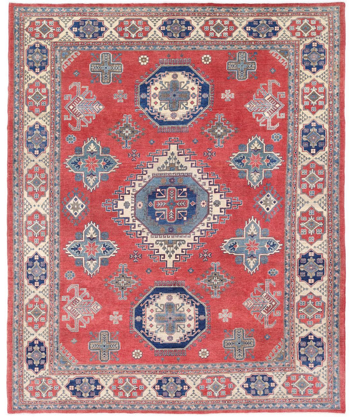 Hand Knotted Tribal Kazak Wool Rug 8' 11" x 11' 2" - No. AT61952