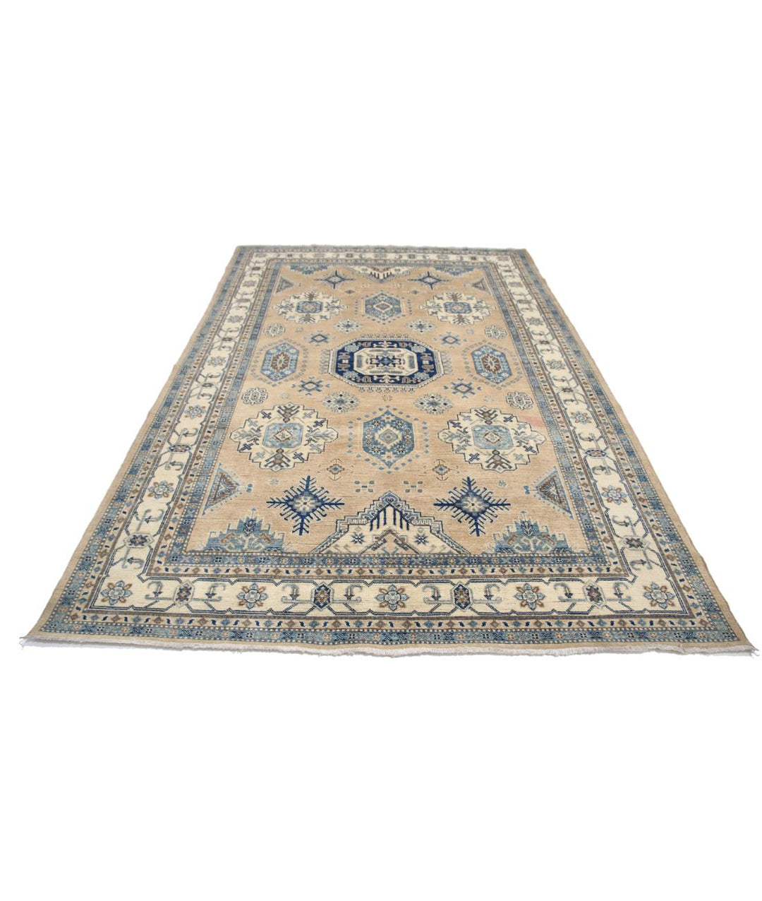 Hand Knotted Tribal Kazak Wool Rug 6' 6" x 9' 9" - No. AT54620