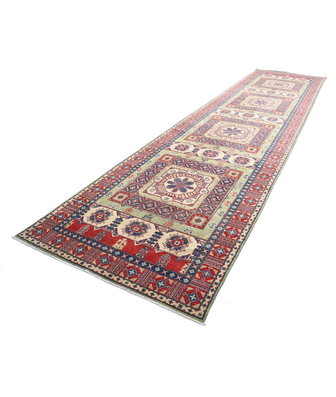 Hand Knotted Tribal Kazak Wool Rug 4' 10" x 19' 4" - No. AT92681