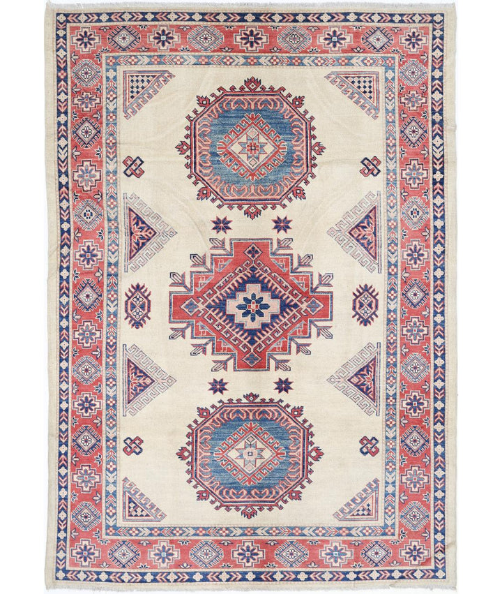 Hand Knotted Tribal Kazak Wool Rug 6' 3" x 9' 2" - No. AT84926
