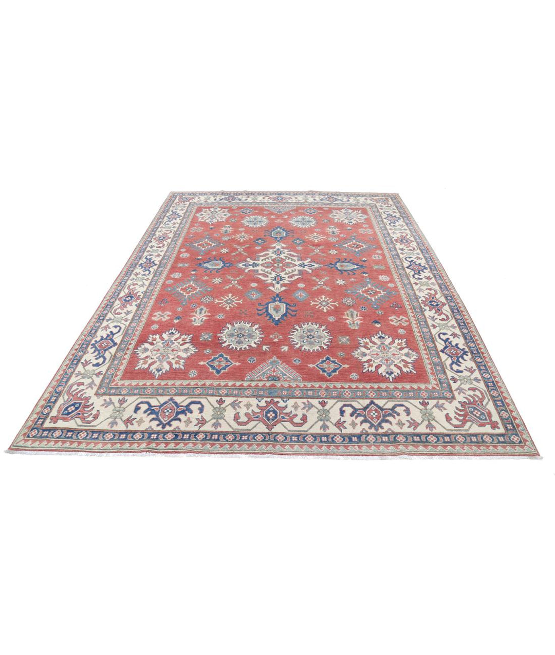 Hand Knotted Tribal Kazak Wool Rug 7' 4" x 9' 3" - No. AT64304