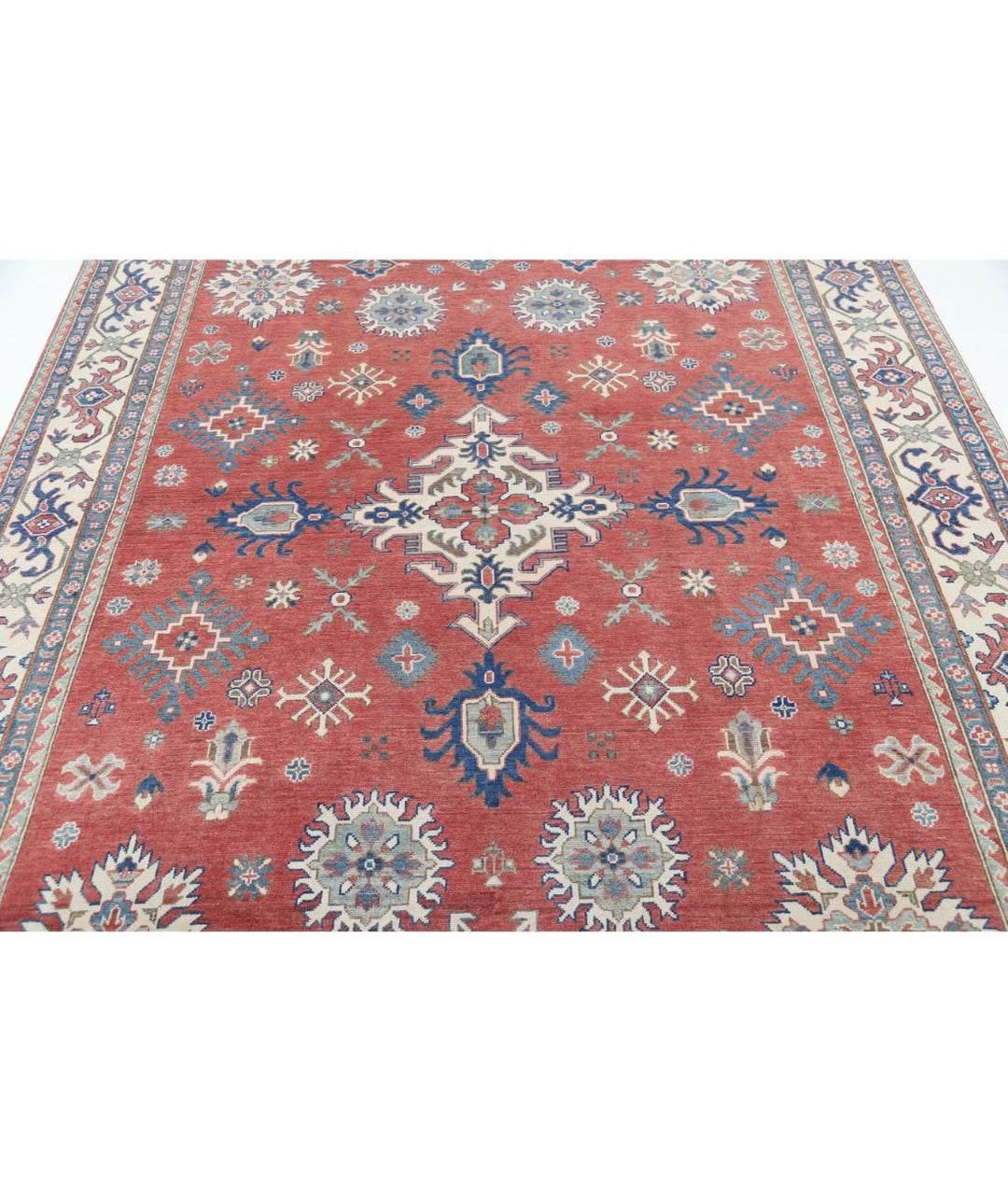 Hand Knotted Tribal Kazak Wool Rug 7' 4" x 9' 3" - No. AT64304