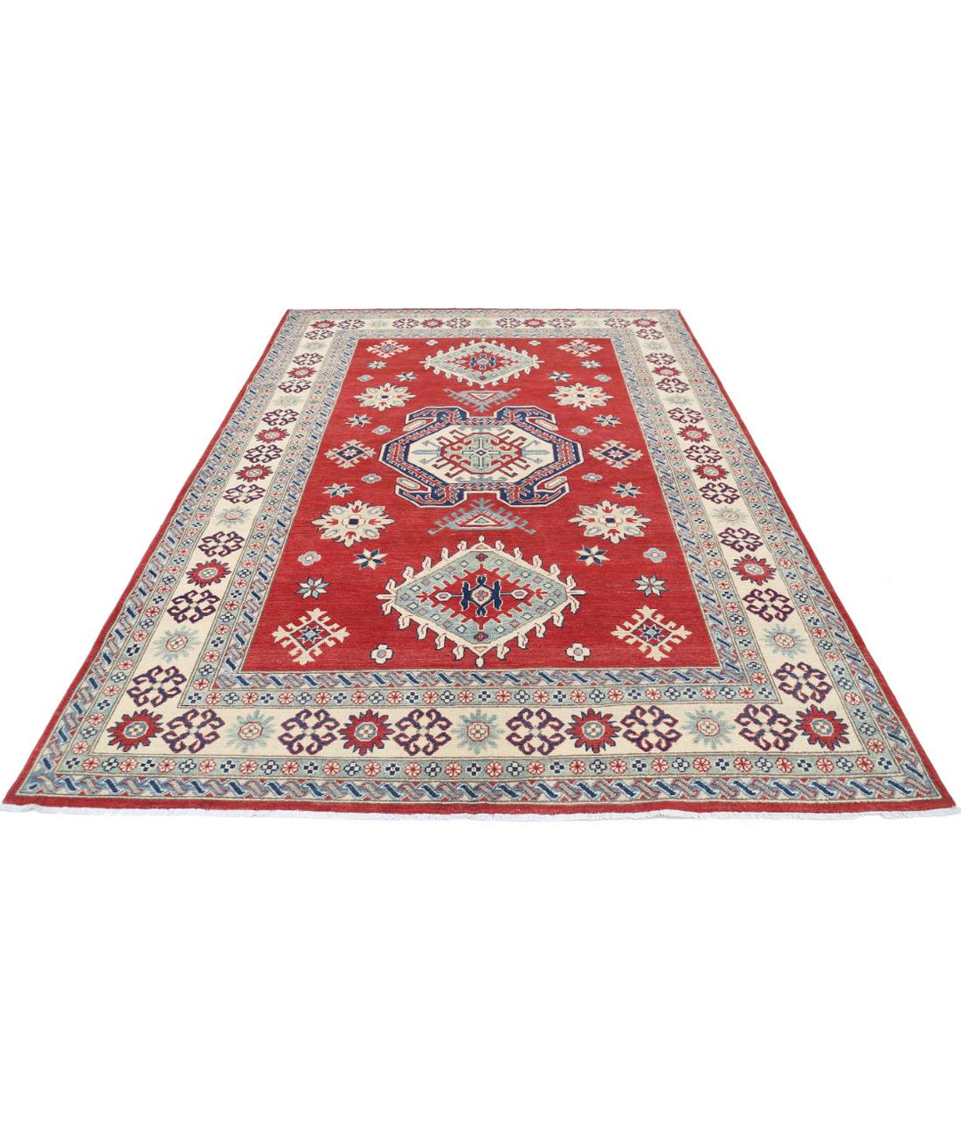 Hand Knotted Tribal Kazak Wool Rug 6' 9" x 9' 9" - No. AT94390