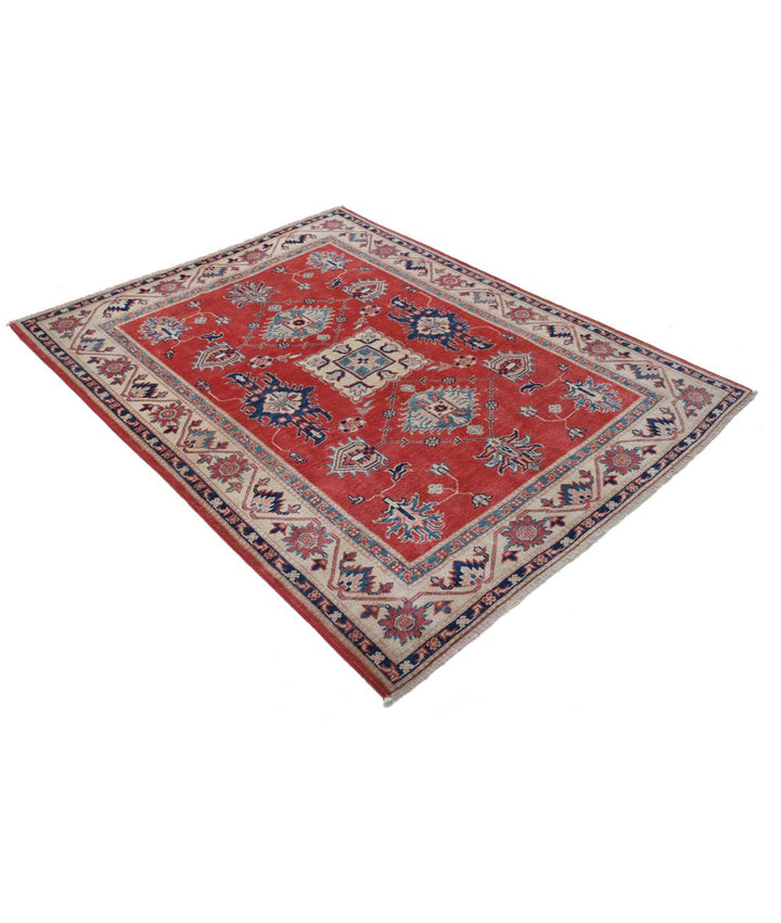 Hand Knotted Tribal Kazak Wool Rug 4' 11" x 6' 4" - No. AT95343