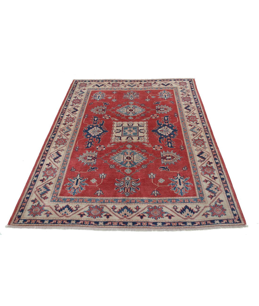 Hand Knotted Tribal Kazak Wool Rug 4' 11" x 6' 4" - No. AT95343