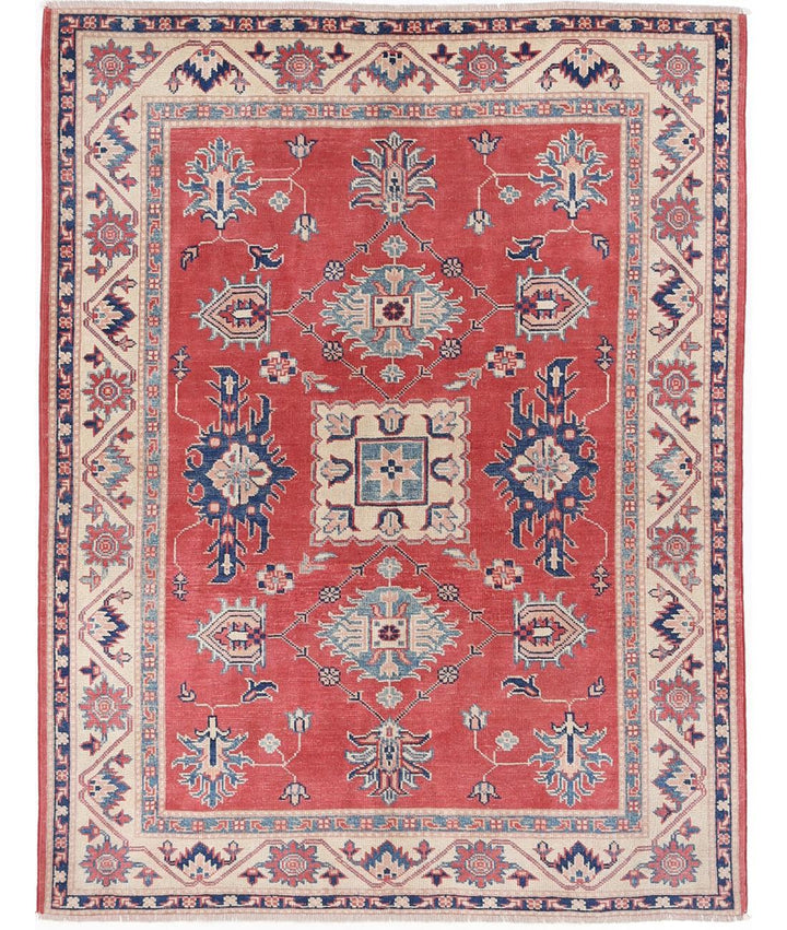 Hand Knotted Tribal Kazak Wool Rug 4' 11" x 6' 4" - No. AT95343