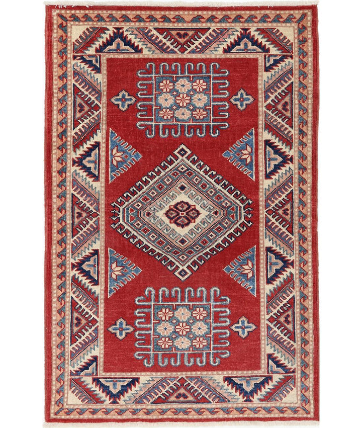 Hand Knotted Tribal Kazak Wool Rug 3' 0" x 4' 9" - No. AT39418
