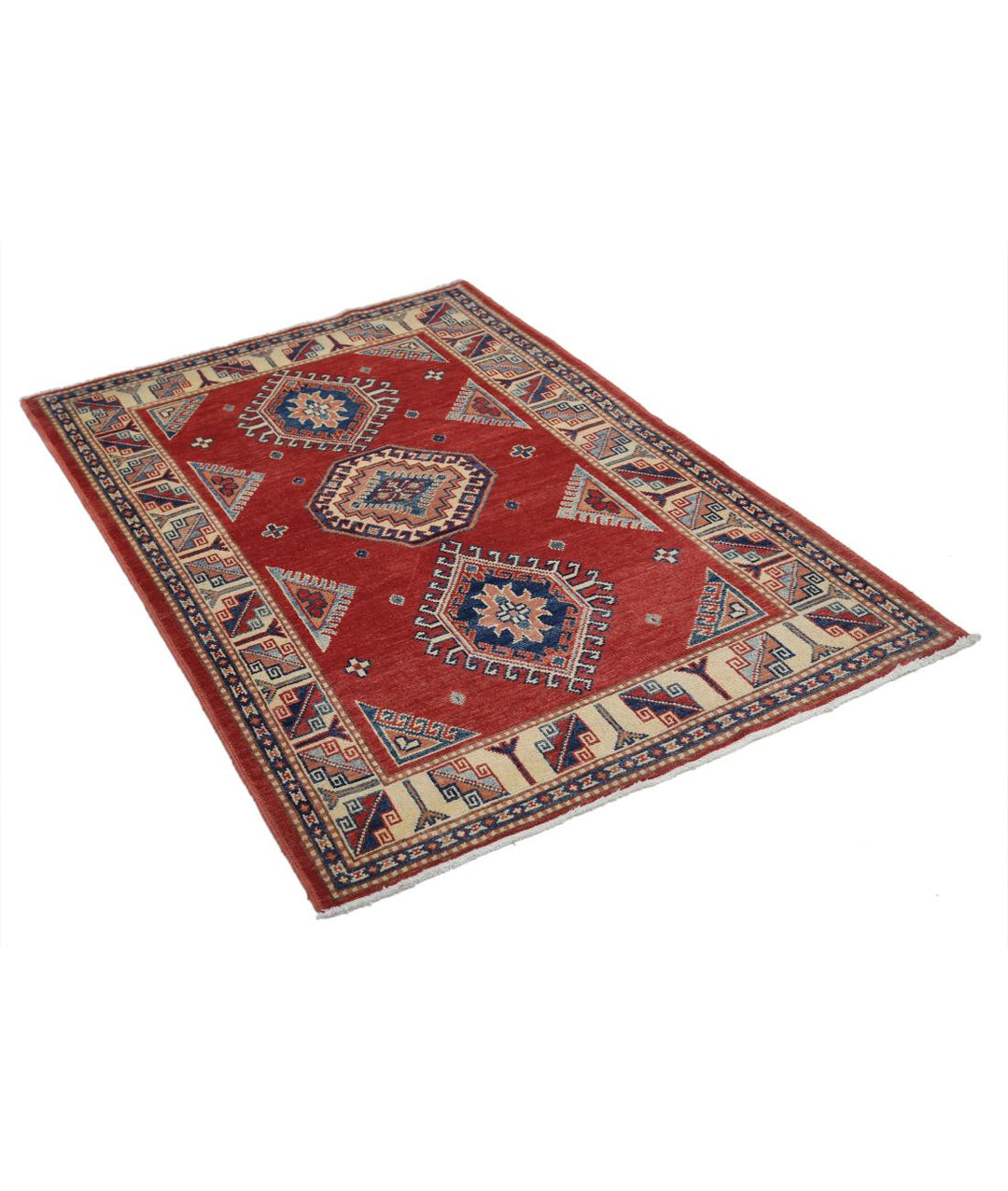 Hand Knotted Tribal Kazak Wool Rug 3' 5" x 5' 2" - No. AT20120