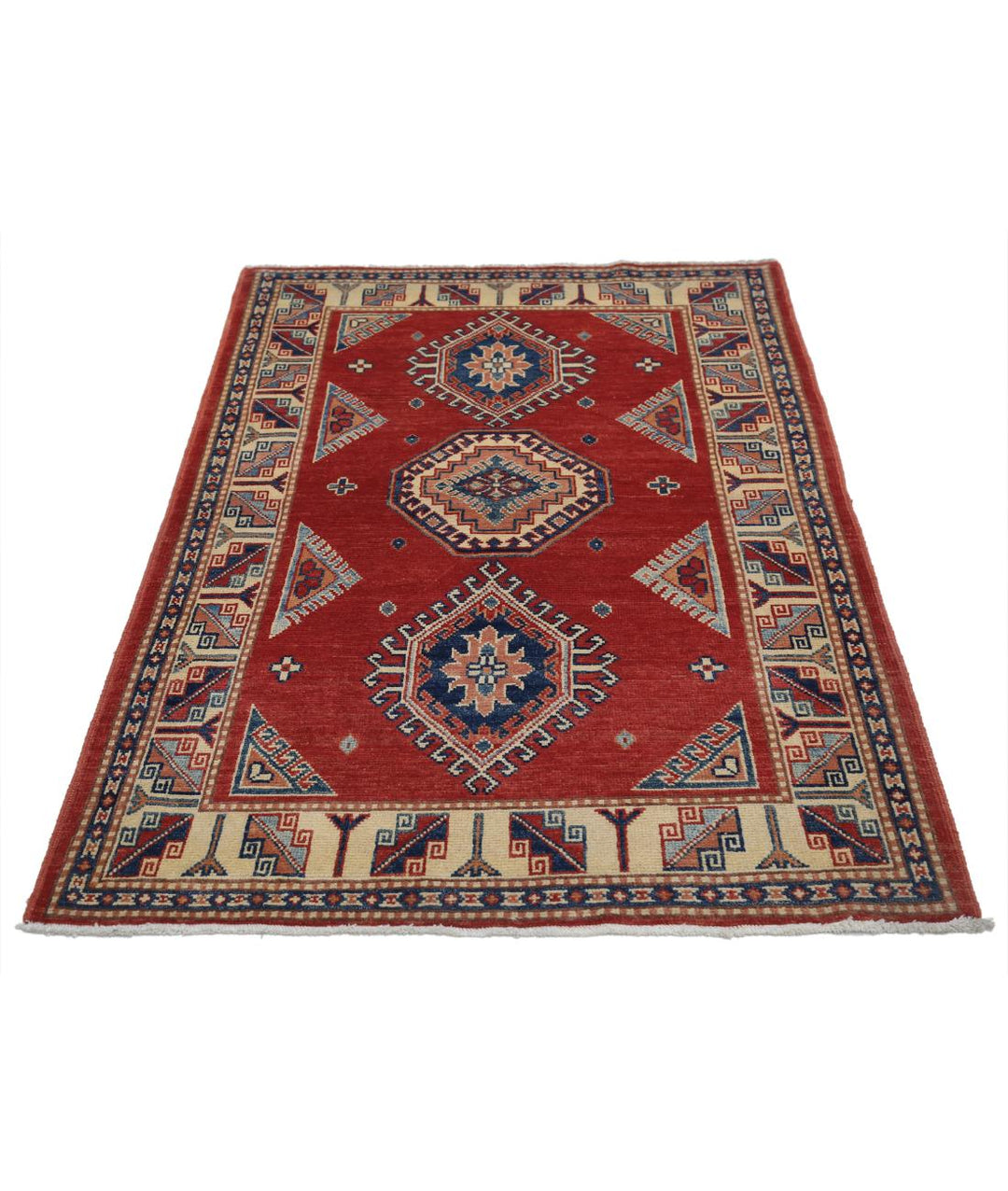 Hand Knotted Tribal Kazak Wool Rug 3' 5" x 5' 2" - No. AT20120