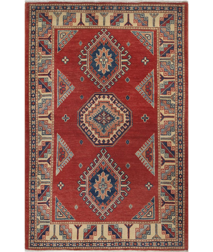 Hand Knotted Tribal Kazak Wool Rug 3' 5" x 5' 2" - No. AT20120