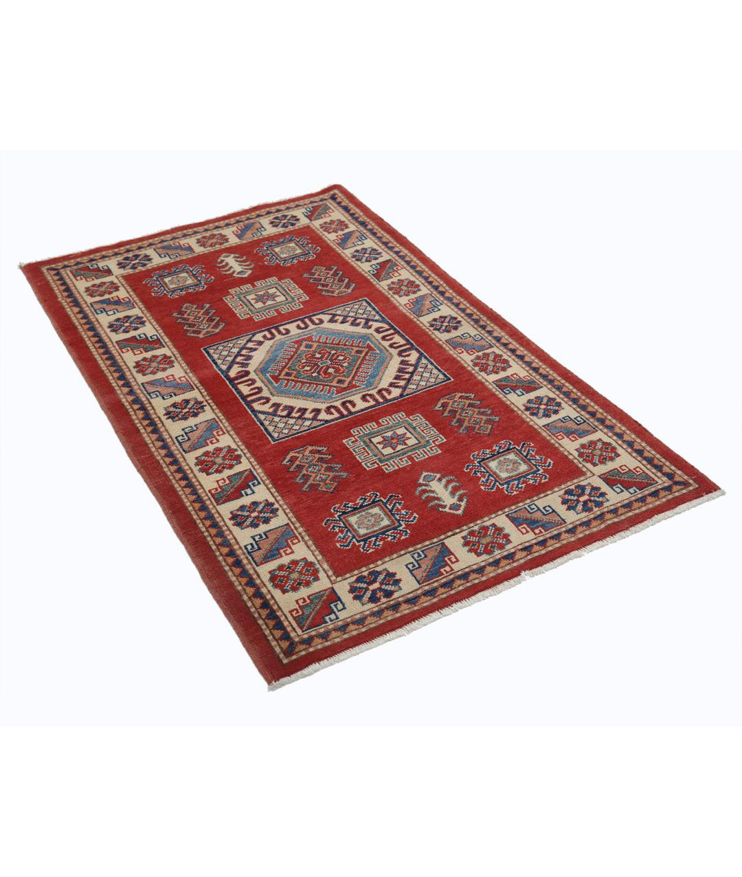 Hand Knotted Tribal Kazak Wool Rug 3' 0" x 4' 10" - No. AT60403