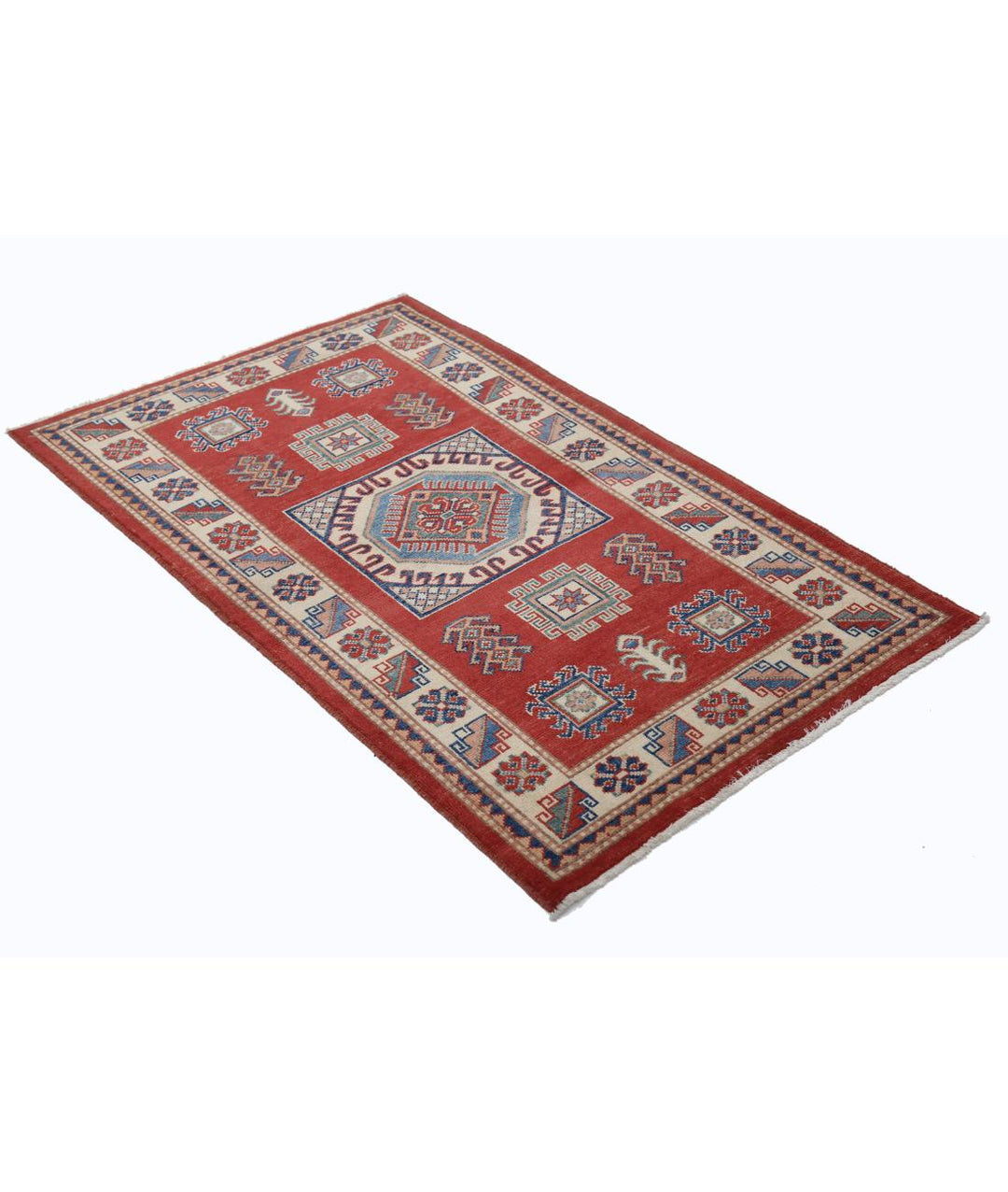Hand Knotted Tribal Kazak Wool Rug 3' 0" x 4' 10" - No. AT60403