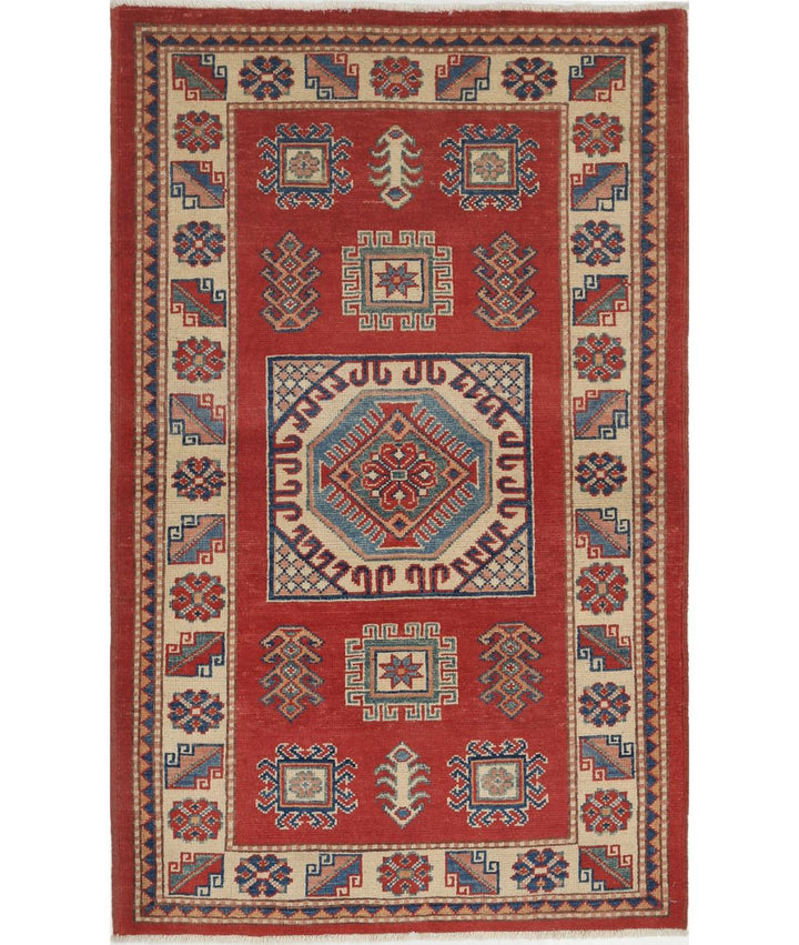 Hand Knotted Tribal Kazak Wool Rug 3' 0" x 4' 10" - No. AT60403