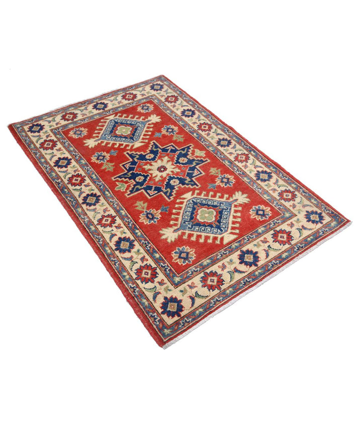 Hand Knotted Tribal Kazak Wool Rug 3' 2" x 4' 10" - No. AT59844