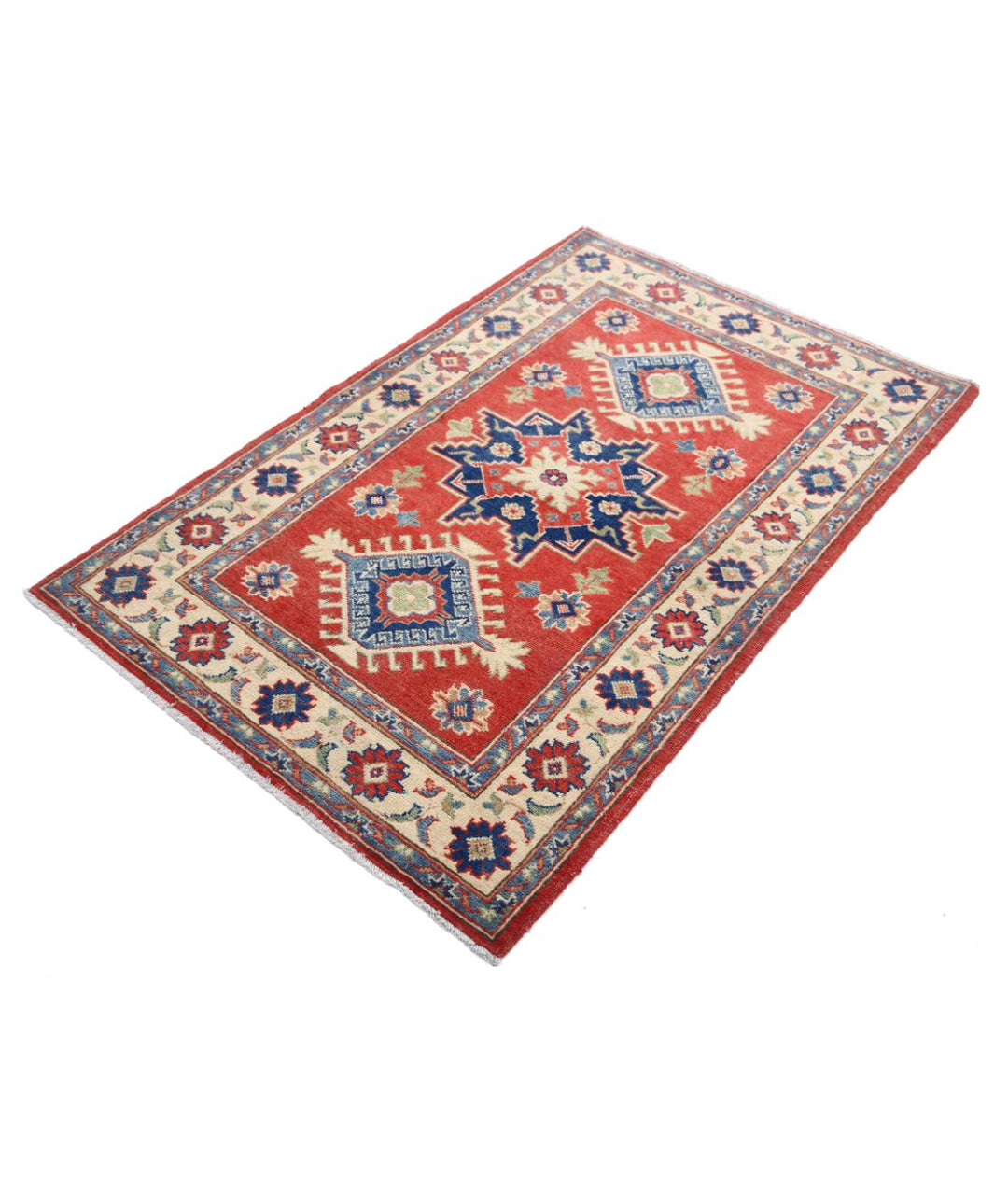 Hand Knotted Tribal Kazak Wool Rug 3' 2" x 4' 10" - No. AT59844