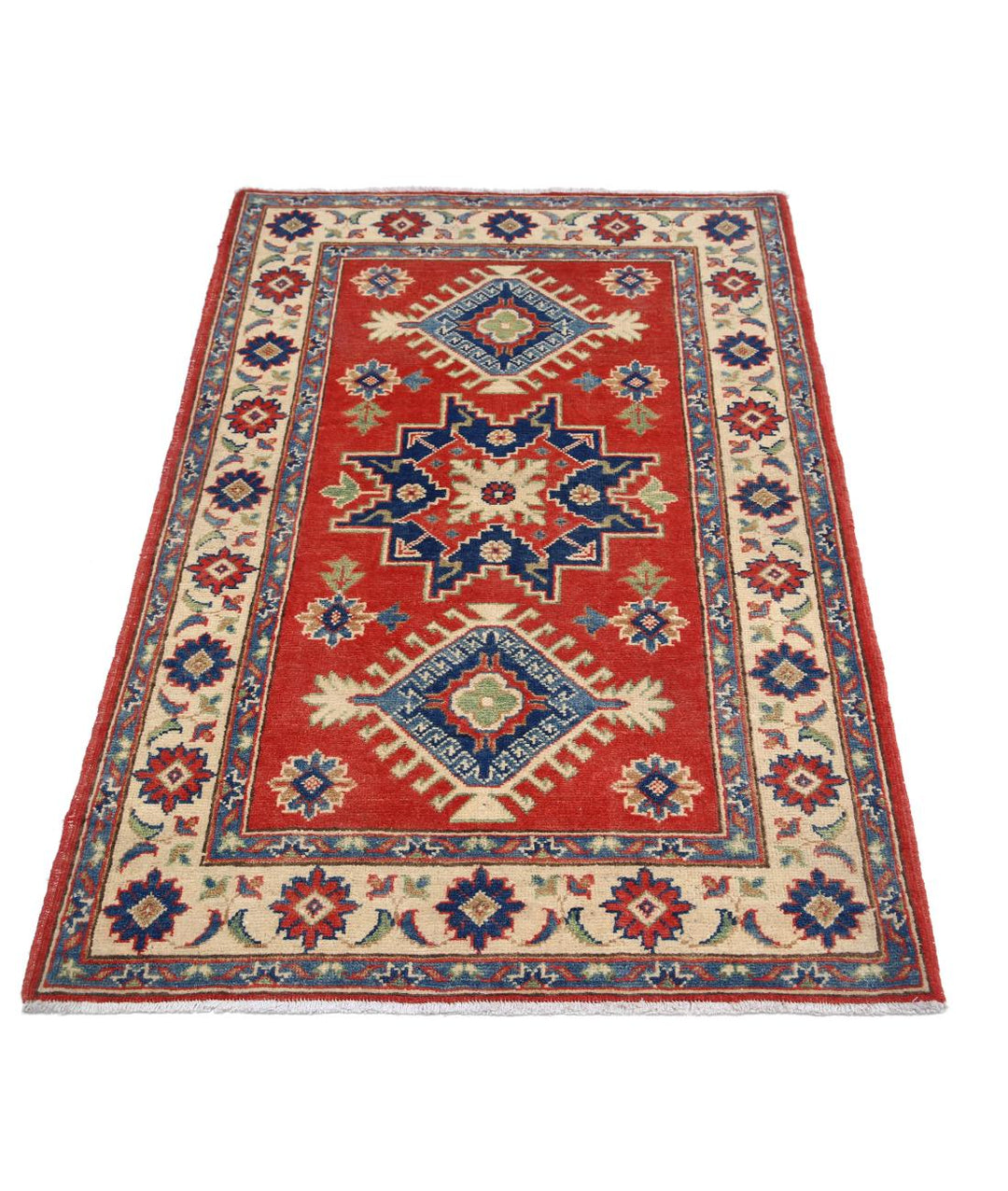 Hand Knotted Tribal Kazak Wool Rug 3' 2" x 4' 10" - No. AT59844