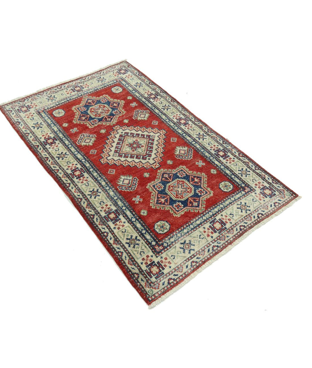 Hand Knotted Tribal Kazak Wool Rug 2' 9" x 4' 7" - No. AT12768
