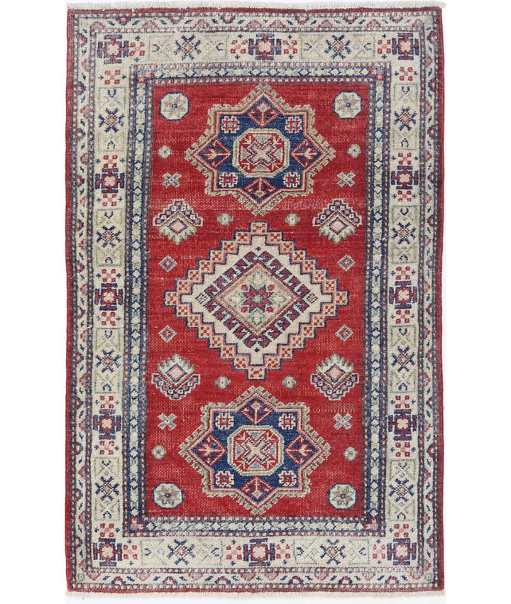 Hand Knotted Tribal Kazak Wool Rug 2' 9" x 4' 7" - No. AT12768