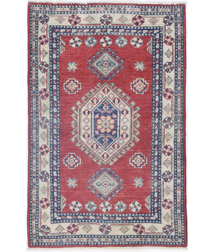 Hand Knotted Tribal Kazak Wool Rug 2' 6" x 3' 11" - No. AT60357