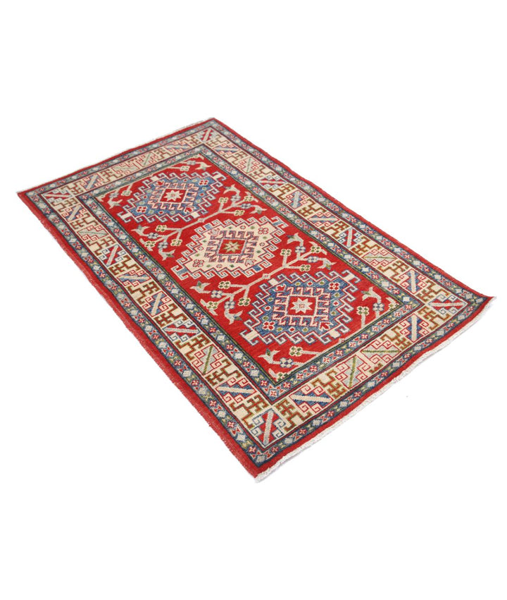 Hand Knotted Tribal Kazak Wool Rug 3' 1" x 4' 10" - No. AT13111