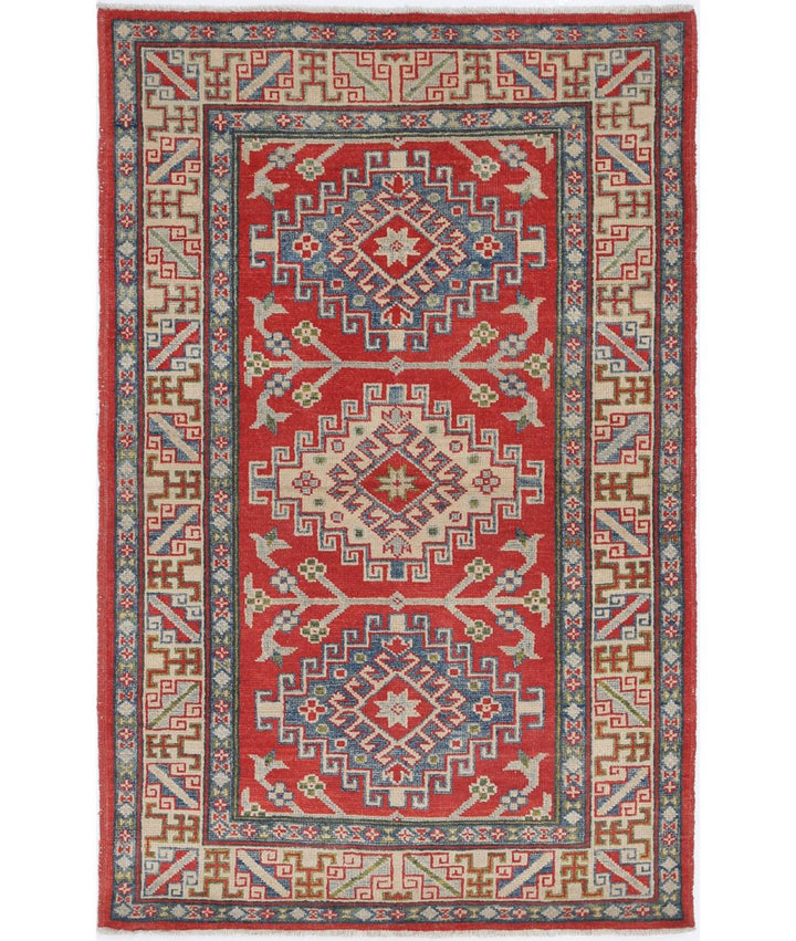 Hand Knotted Tribal Kazak Wool Rug 3' 1" x 4' 10" - No. AT13111