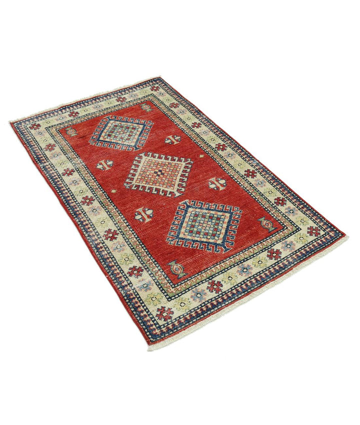 Hand Knotted Tribal Kazak Wool Rug 2' 10" x 4' 8" - No. AT38420