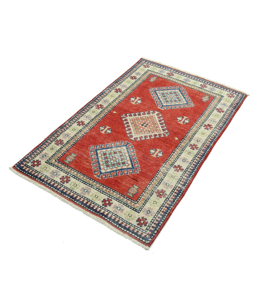 Hand Knotted Tribal Kazak Wool Rug 2' 10" x 4' 8" - No. AT38420