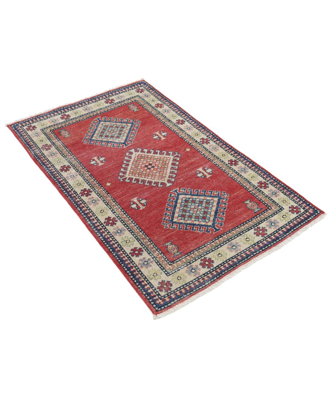 Hand Knotted Tribal Kazak Wool Rug 2' 10" x 4' 7" - No. AT55558