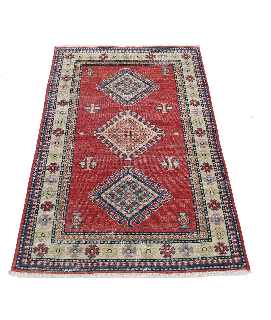 Hand Knotted Tribal Kazak Wool Rug 2' 10" x 4' 7" - No. AT55558