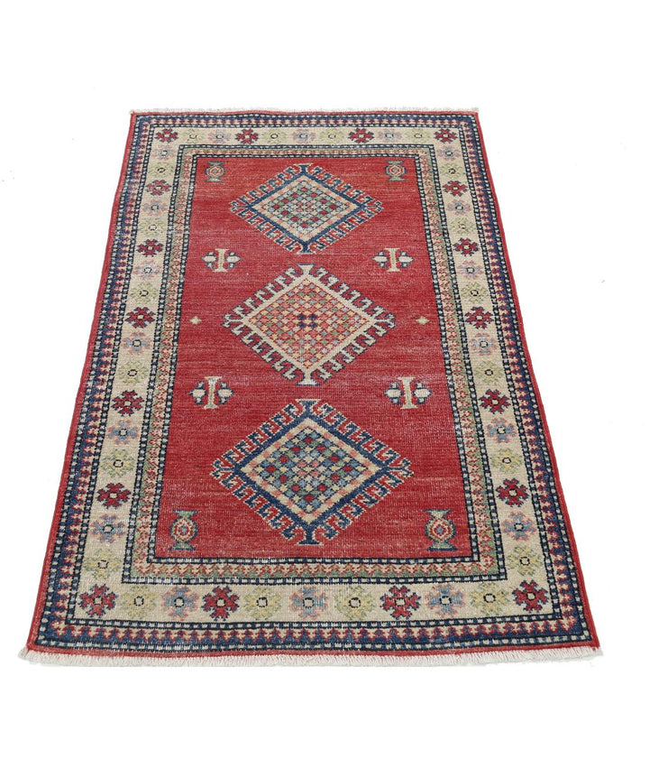 Hand Knotted Tribal Kazak Wool Rug 2' 10" x 4' 7" - No. AT55558