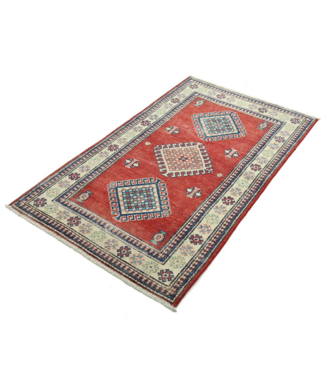 Hand Knotted Tribal Kazak Wool Rug 2' 10" x 4' 10" - No. AT76477
