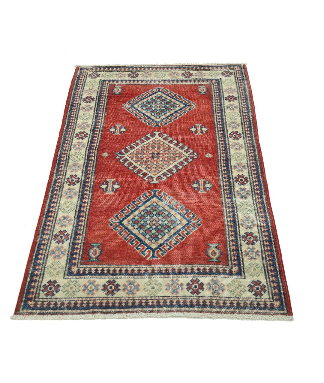 Hand Knotted Tribal Kazak Wool Rug 2' 10" x 4' 10" - No. AT76477
