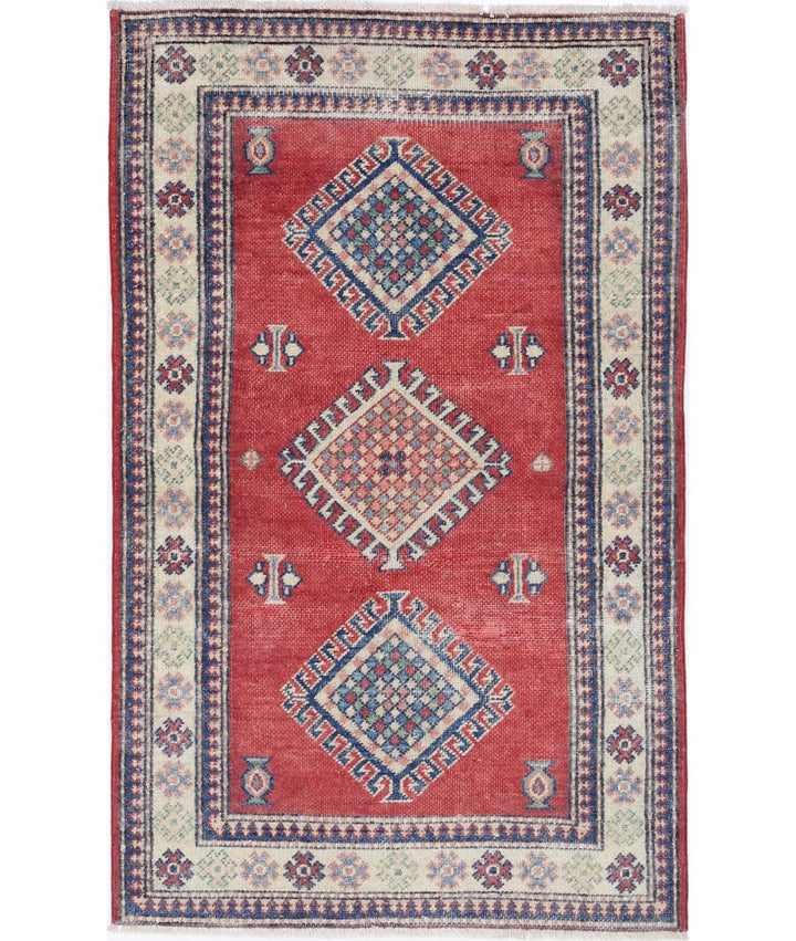 Hand Knotted Tribal Kazak Wool Rug 2' 10" x 4' 10" - No. AT76477
