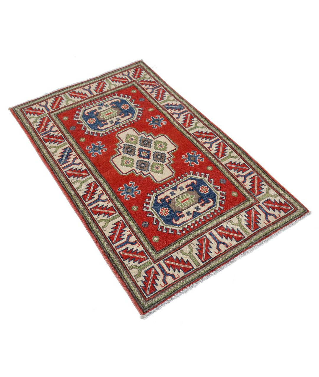 Hand Knotted Tribal Kazak Wool Rug 2' 9" x 4' 3" - No. AT90981