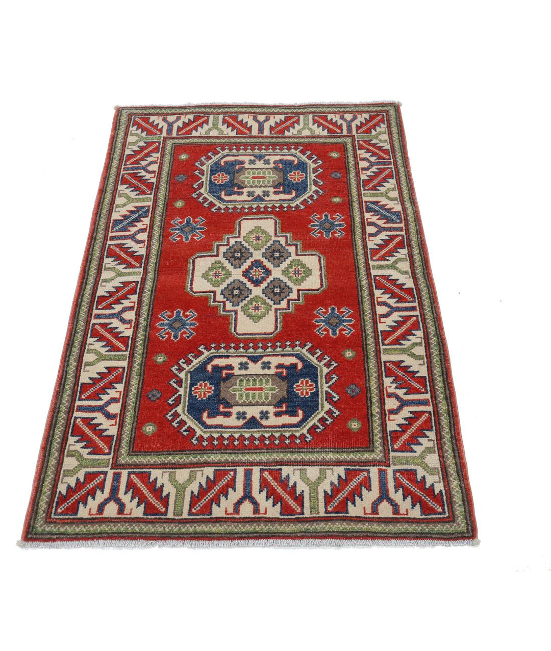 Hand Knotted Tribal Kazak Wool Rug 2' 9" x 4' 3" - No. AT90981