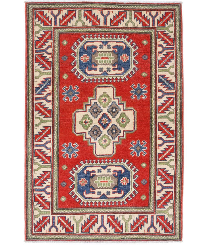 Hand Knotted Tribal Kazak Wool Rug 2' 9" x 4' 3" - No. AT90981