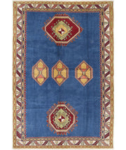 Hand Knotted Tribal Kazak Wool Rug 7' 4" x 10' 10" - No. AT81955