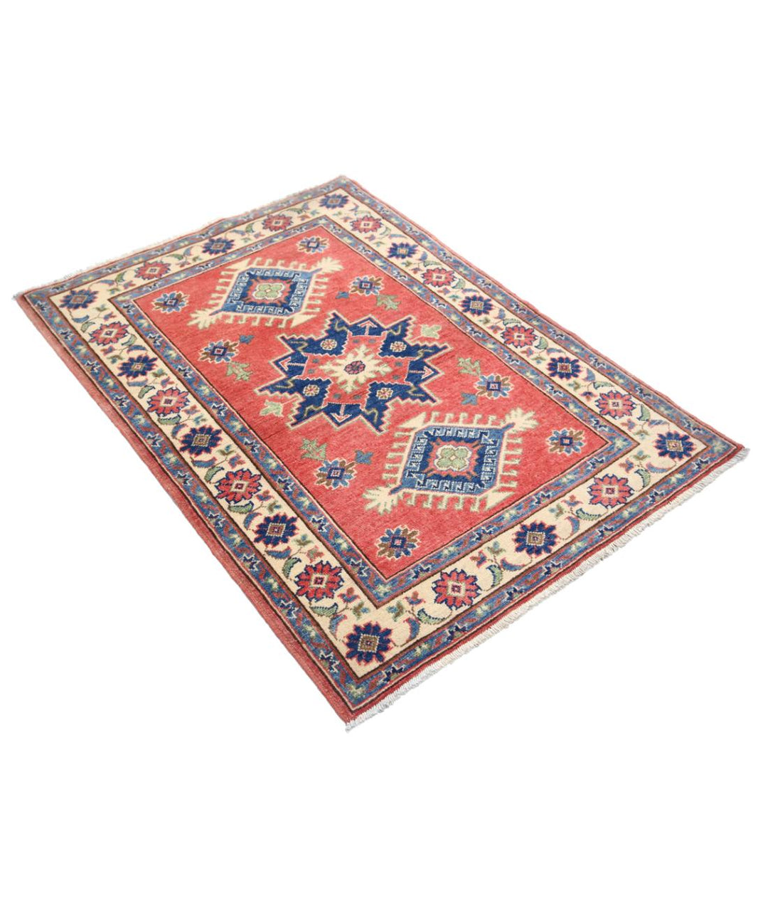 Hand Knotted Tribal Kazak Wool Rug 3' 3" x 4' 8" - No. AT97664