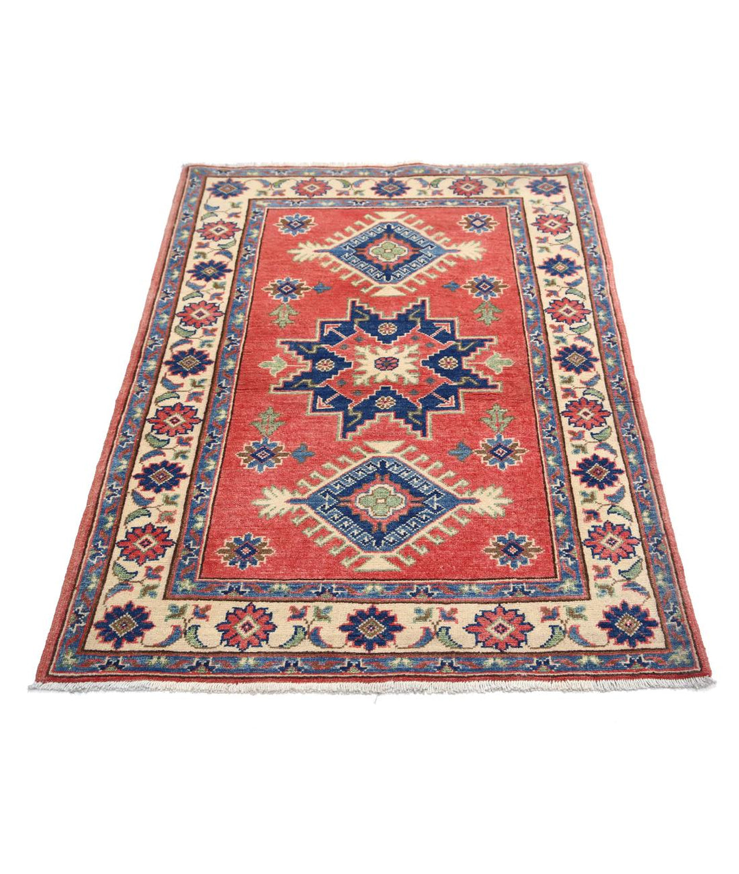 Hand Knotted Tribal Kazak Wool Rug 3' 3" x 4' 8" - No. AT97664