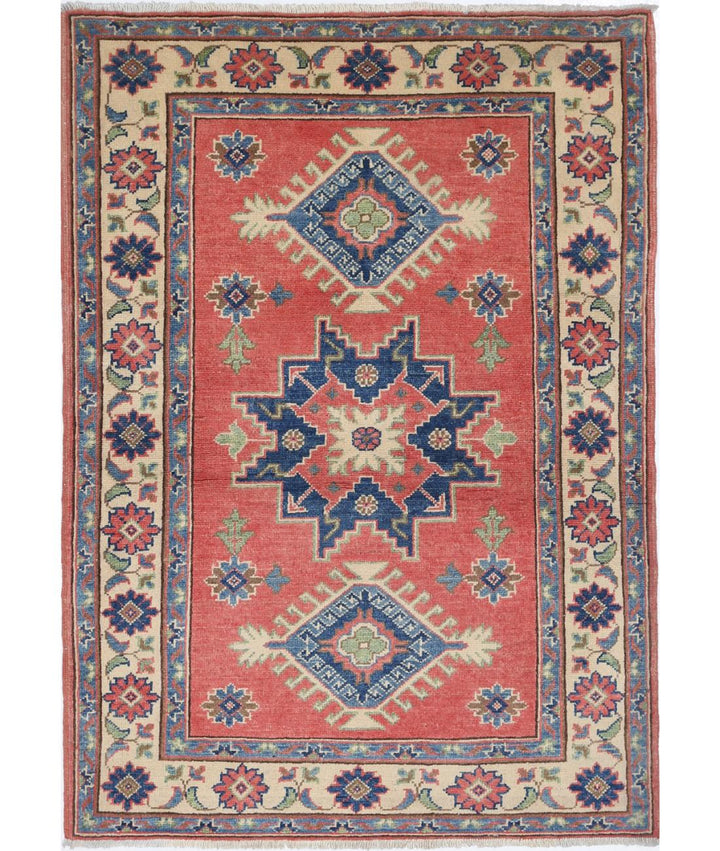 Hand Knotted Tribal Kazak Wool Rug 3' 3" x 4' 8" - No. AT97664