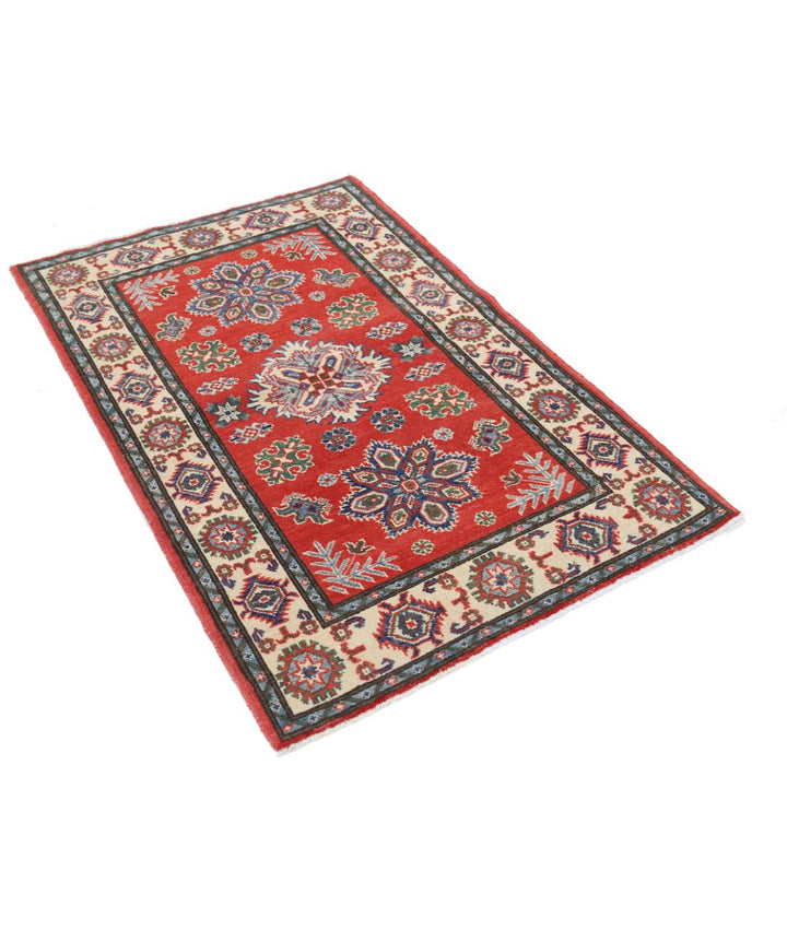Hand Knotted Tribal Kazak Wool Rug 3' 2" x 4' 9" - No. AT73350