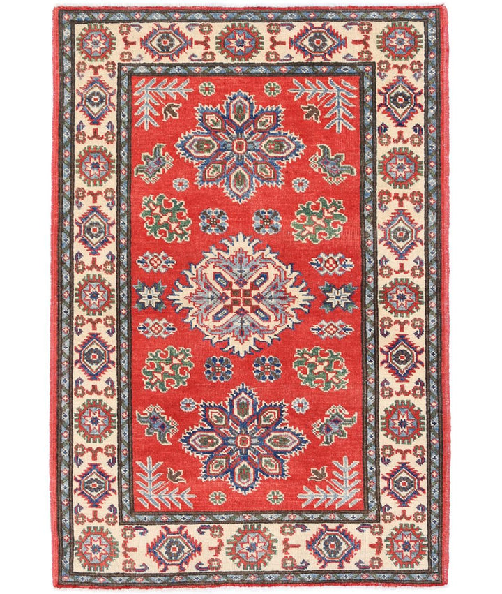 Hand Knotted Tribal Kazak Wool Rug 3' 2" x 4' 9" - No. AT73350