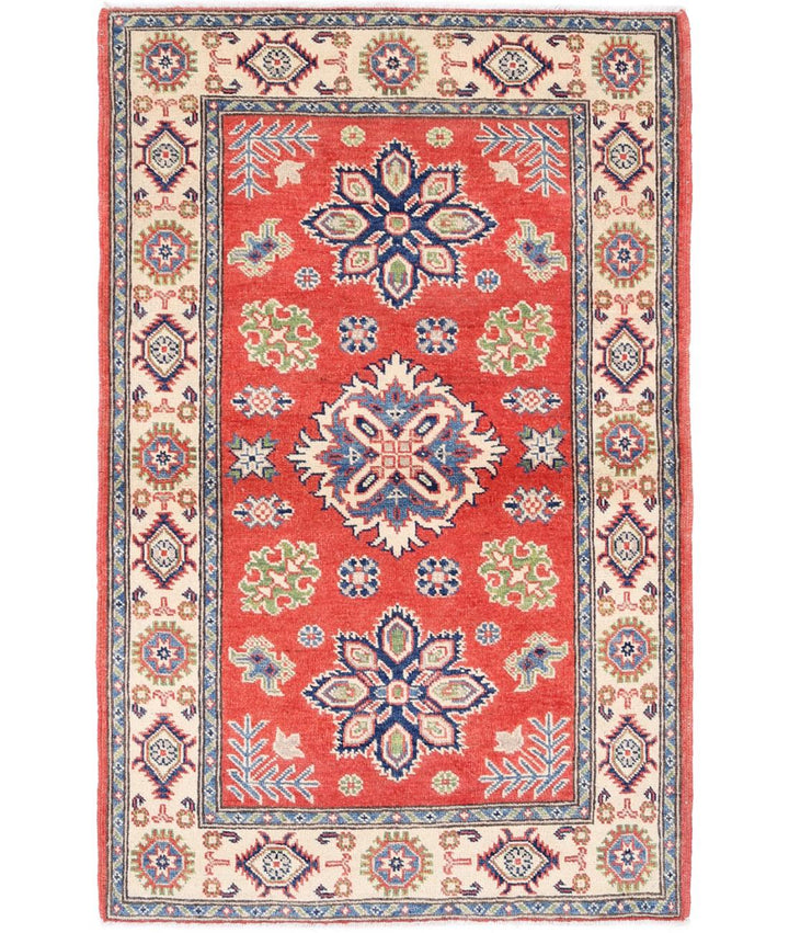 Hand Knotted Tribal Kazak Wool Rug 3' 0" x 4' 11" - No. AT63618