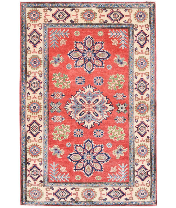 Hand Knotted Tribal Kazak Wool Rug 3' 1" x 4' 10" - No. AT35660