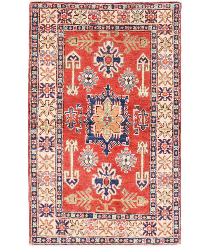 Hand Knotted Tribal Kazak Wool Rug 3' 1" x 5' 1" - No. AT92138
