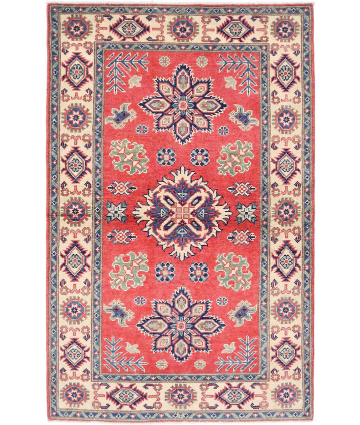 Hand Knotted Tribal Kazak Wool Rug 3' 0" x 4' 11" - No. AT91196