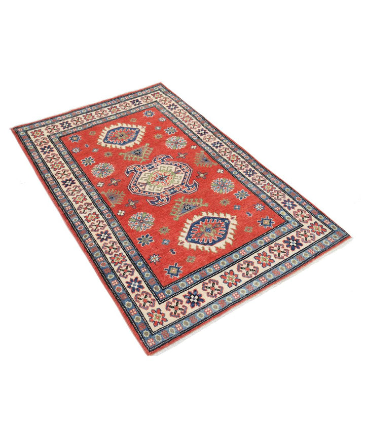 Hand Knotted Tribal Kazak Wool Rug 3' 3" x 4' 10" - No. AT69050