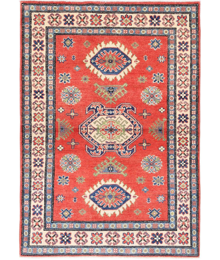 Hand Knotted Tribal Kazak Wool Rug 3' 3" x 4' 10" - No. AT69050