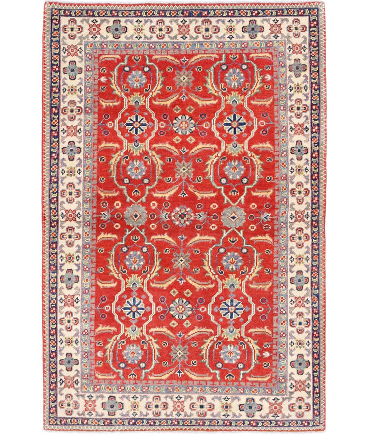 Hand Knotted Tribal Kazak Wool Rug 3' 1" x 4' 9" - No. AT77742